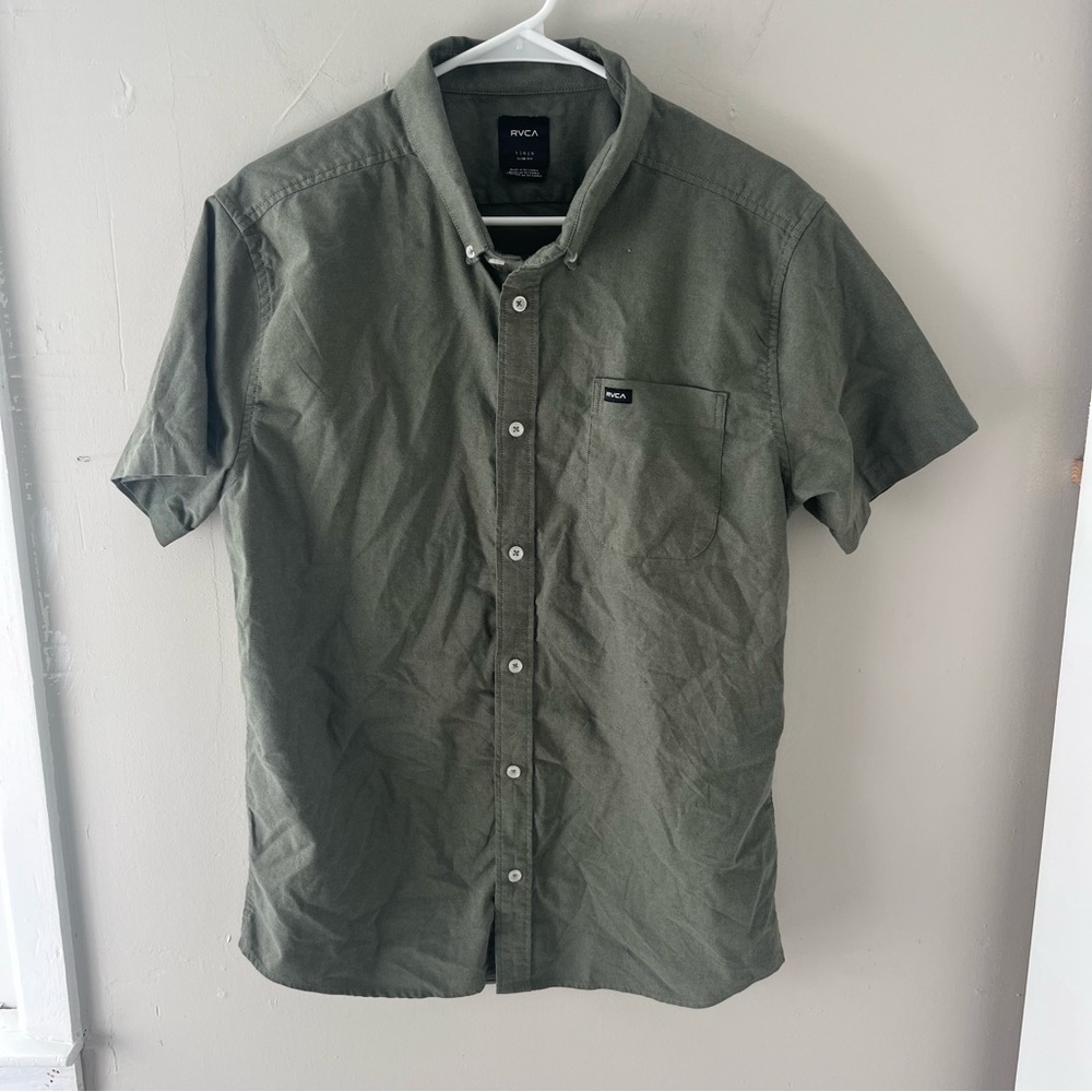 RVCA Olive Green Casual Button Down Shirt